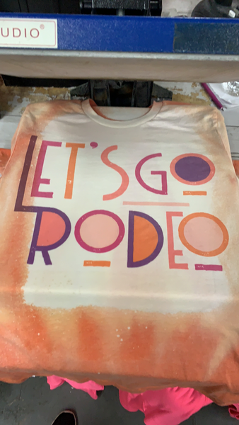 Lets Go Rodeo Orange Bleached Tee