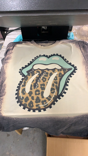 Mint Rolling Stones Tongue Bleached Grey Tee