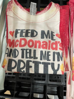 Toddler Feed Me McDonald’s Red Bleached Tee